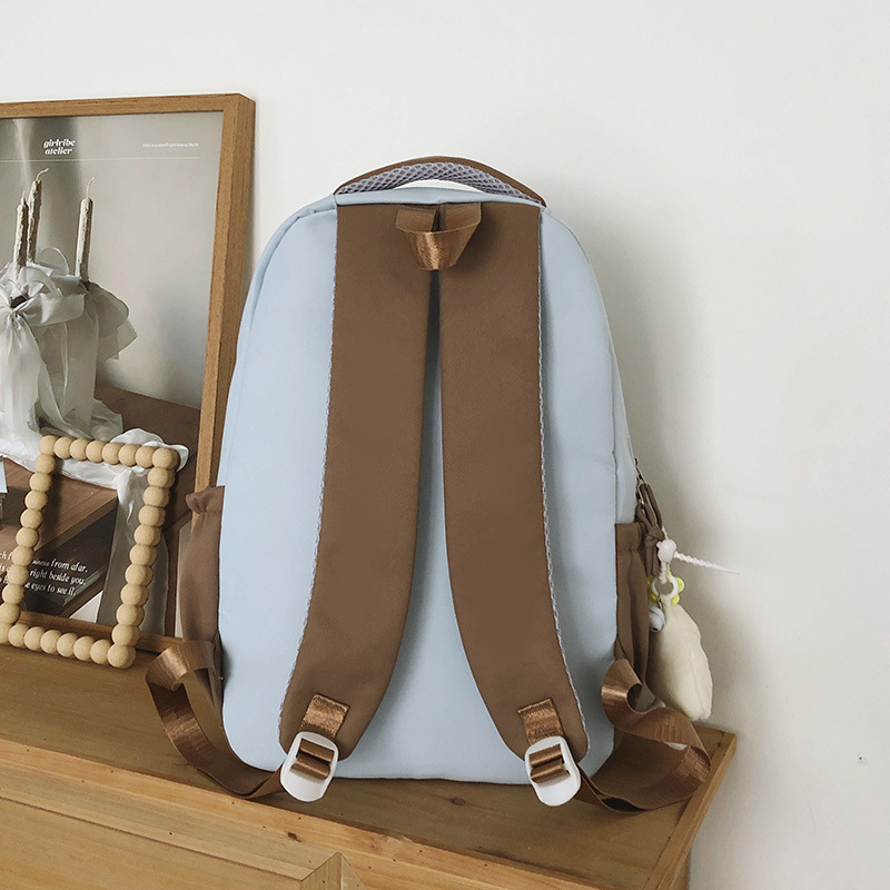 A new high-appearance-level Korean ins fresh and sweet color-blocking backpack, a lightweight and large-capacity backpack for junior and senior high school students Specification drawing