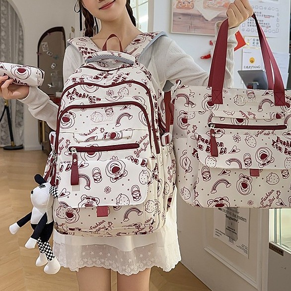 A new Korean-style ins high-look, fresh, sweet and cute cartoon tutorial bag, a lightweight backpack for junior and senior high school students full figure