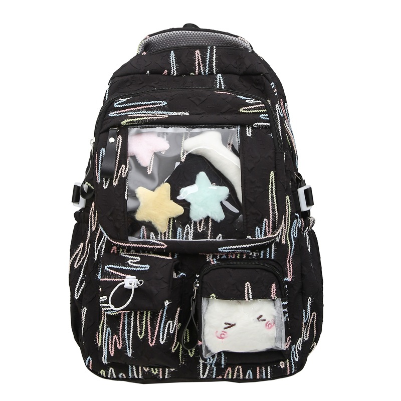 New schoolbag for junior high school girls, high appearance level, niche large-capacity backpack, sweet girl, cute, transparent pain relief bag, after-school tutoring bag Item Picture