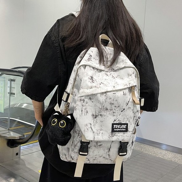 New high-appearance-level ins gradient color schoolbag for couples, casual, simple, lightweight, versatile for commuting, large-capacity backpack full figure