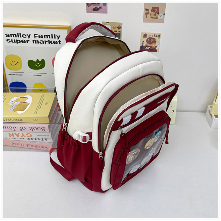 2025 New Korean version high-appearance-level cartoon badge backpack, large-capacity multi-compartment backpack, lightweight and simple backpack Application Scenario