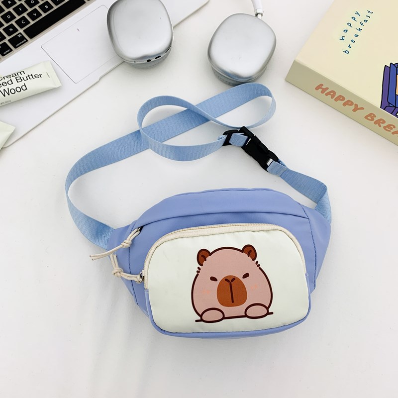 Korean version boys' and girls' chest bags, cute cartoon cartoon Capibara crossbody bags, 2025 new style children's bags wholesale Specification drawing