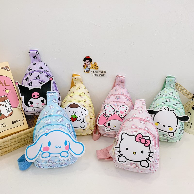 2024 Winter New Children's bag, cartoon Sanrio accessories, single-shoulder crossbody bag, girls' multi-functional storage bag full figure