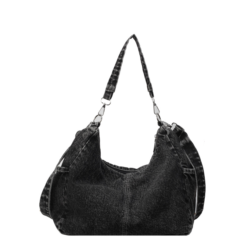 A new Korean version of the ins denim canvas bag for women's crossbody, versatile and large-capacity single-shoulder tote bag for students' commuting to school Item Picture