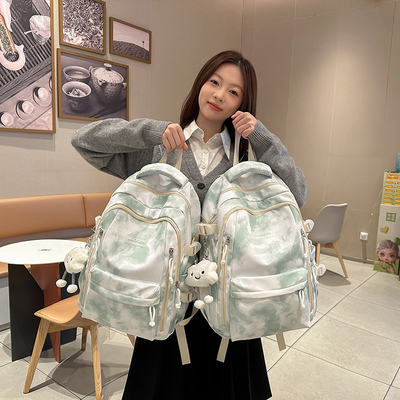 New Chinese-style versatile tie-dyed backpack, large-capacity simple schoolbag for students, Korean-style niche and personalized casual backpack full figure