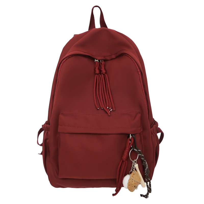 2024 New schoolbag for girls, Korean version, large capacity backpack for junior high school girls and senior high school students, simple and solid color backpack in forest style Item Picture