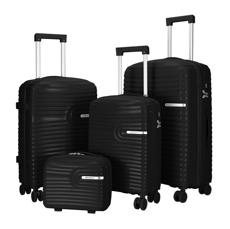Customized PP trolley case cross-border trade PP hard shell case three-piece set 20, 24, 28 inch zipper style travel luggage details Picture