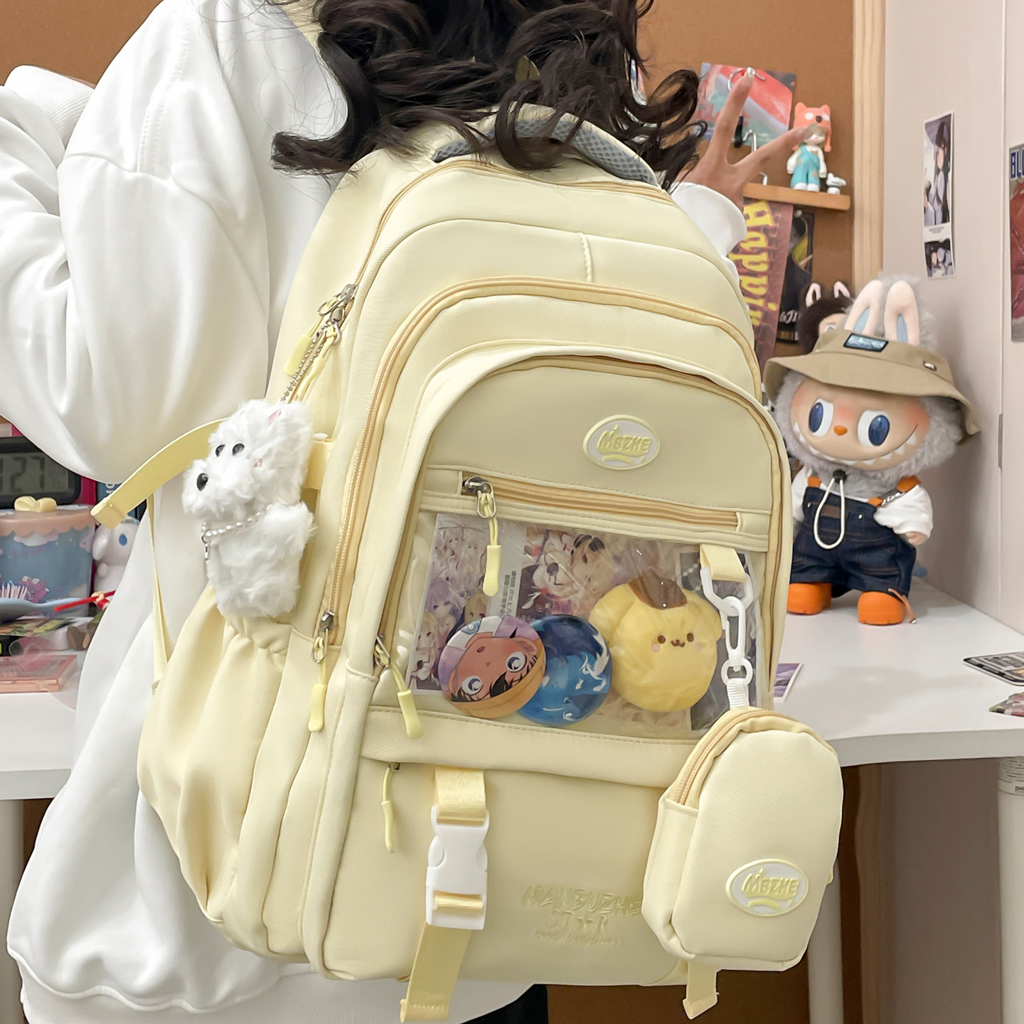 A new high-appearance-level, fresh, sweet, transparent and pain-relieving bag from Japanese Instagram, a lightweight backpack for junior and senior high school students on campus details Picture
