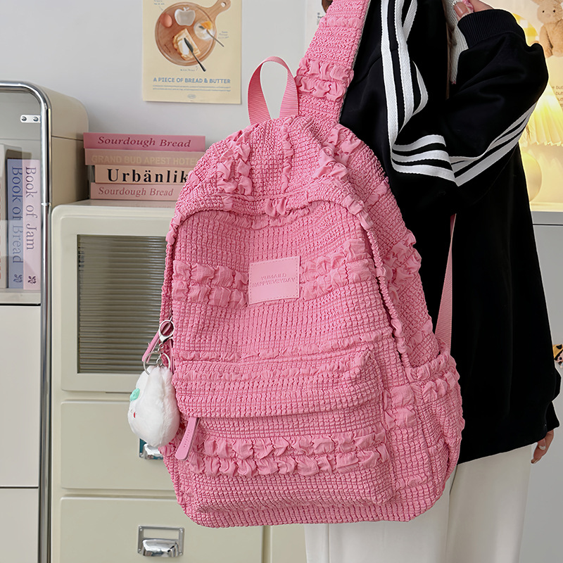 Soft and sticky bubble schoolbag for female college students, a niche design backpack for female high school students, and a high-appearance-level backpack for teenage girls details Picture