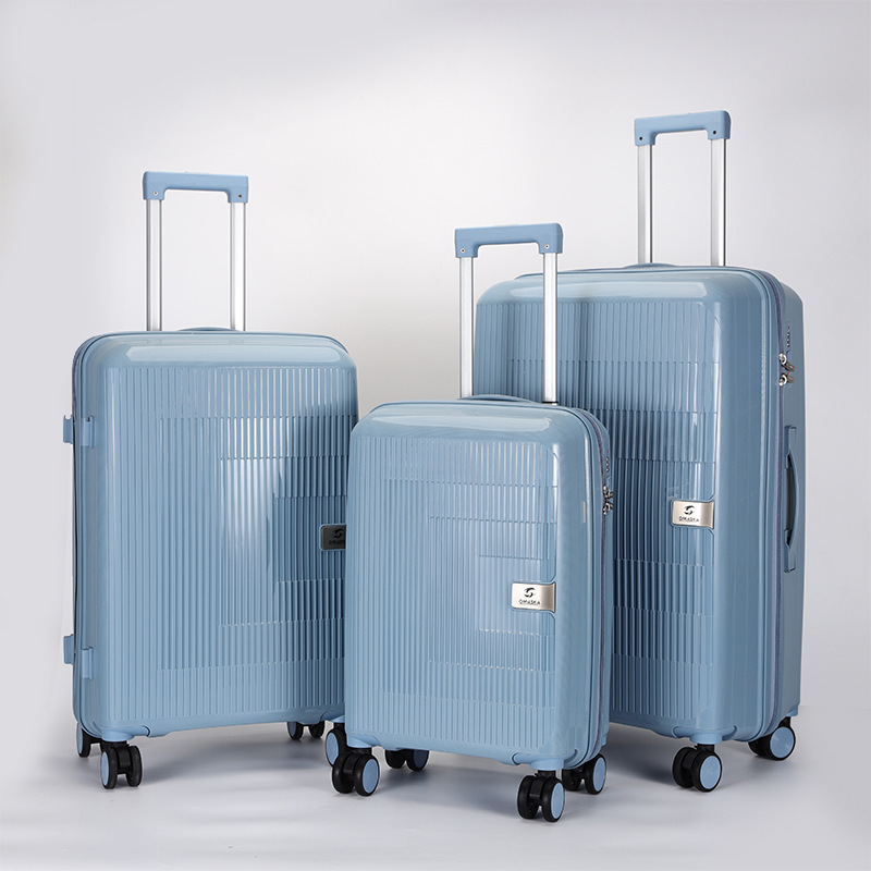 New cross-border PP luggage three-piece set, outdoor travel trolley case, swivel wheel travel case, PP trolley case Specification drawing