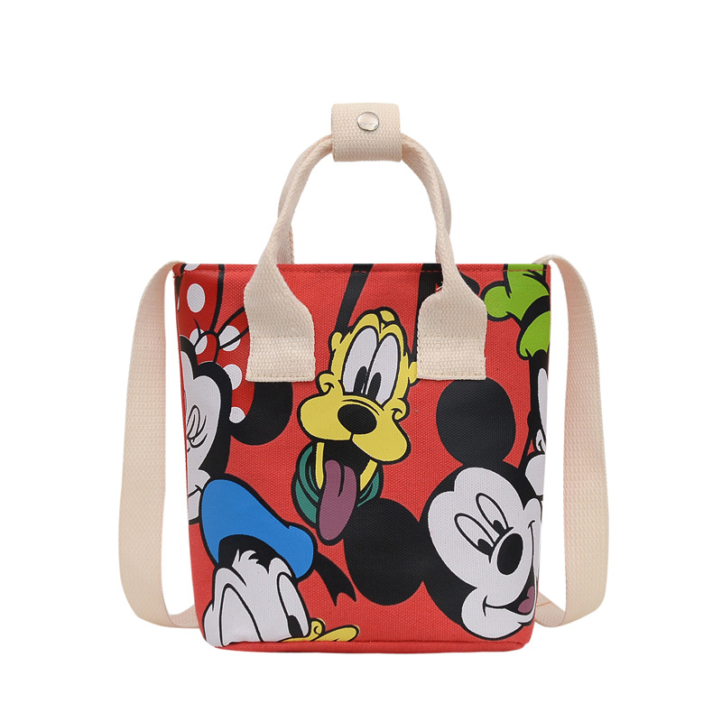 Cartoon-printed trendy canvas single-shoulder bag, women's casual and versatile tote bag, student schoolbag, Korean-style handbag Item Picture