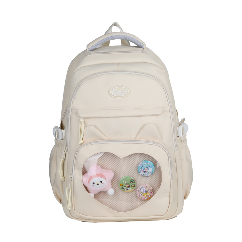 Japanese-style ins schoolbag, versatile for girls on campus, cute for young girls, high appearance level, backpack, large capacity, transparent pain-relieving bag Item Picture
