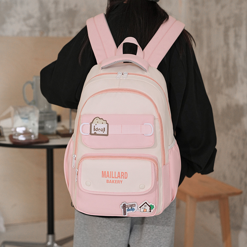 Korean-style high-appearance-level workwear schoolbag, lightweight, waterproof, load-reducing, back-protecting backpack, large-capacity, fashionable and versatile backpack full figure