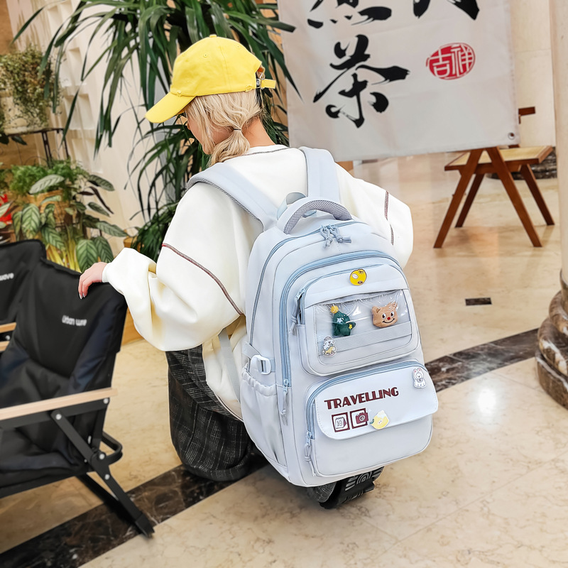 New versatile backpack for junior and senior high school students, durable, lightweight, and with a large capacity. High appearance level, simple and versatile backpacks details Picture