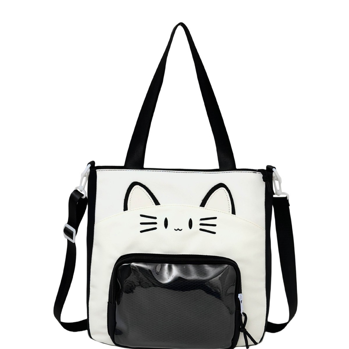 Cute kitten crossbody bag, female student hand-held pain bag, large-capacity cartoon single-shoulder tote bag, class tutorial bag Item Picture