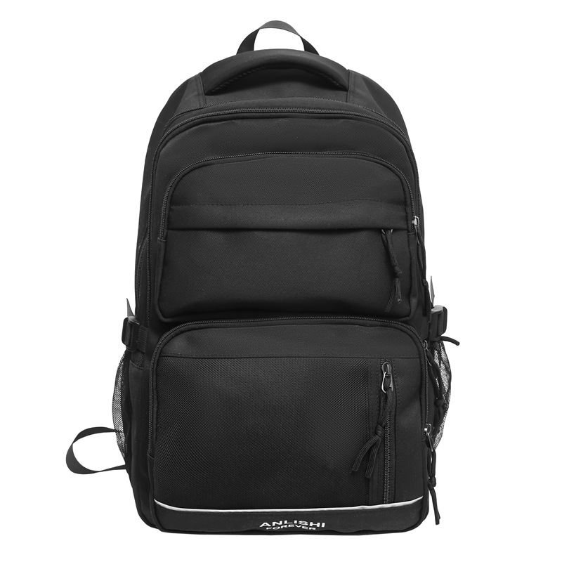 2025 New Korean-style solid-color couple backpack, large-capacity multi-compartment schoolbag, casual, simple and versatile backpack Item Picture