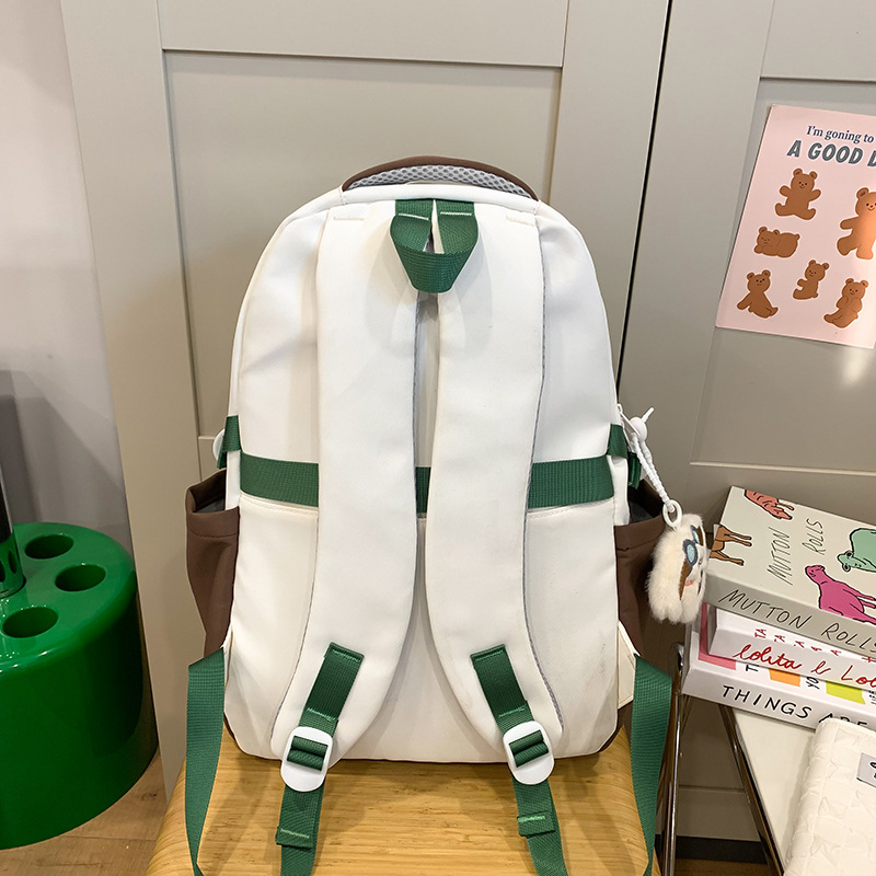 High-appearance-level, niche color-blocking schoolbag for junior high school girls and senior high school students, large-capacity Korean version of the ins school style backpack Specification drawing