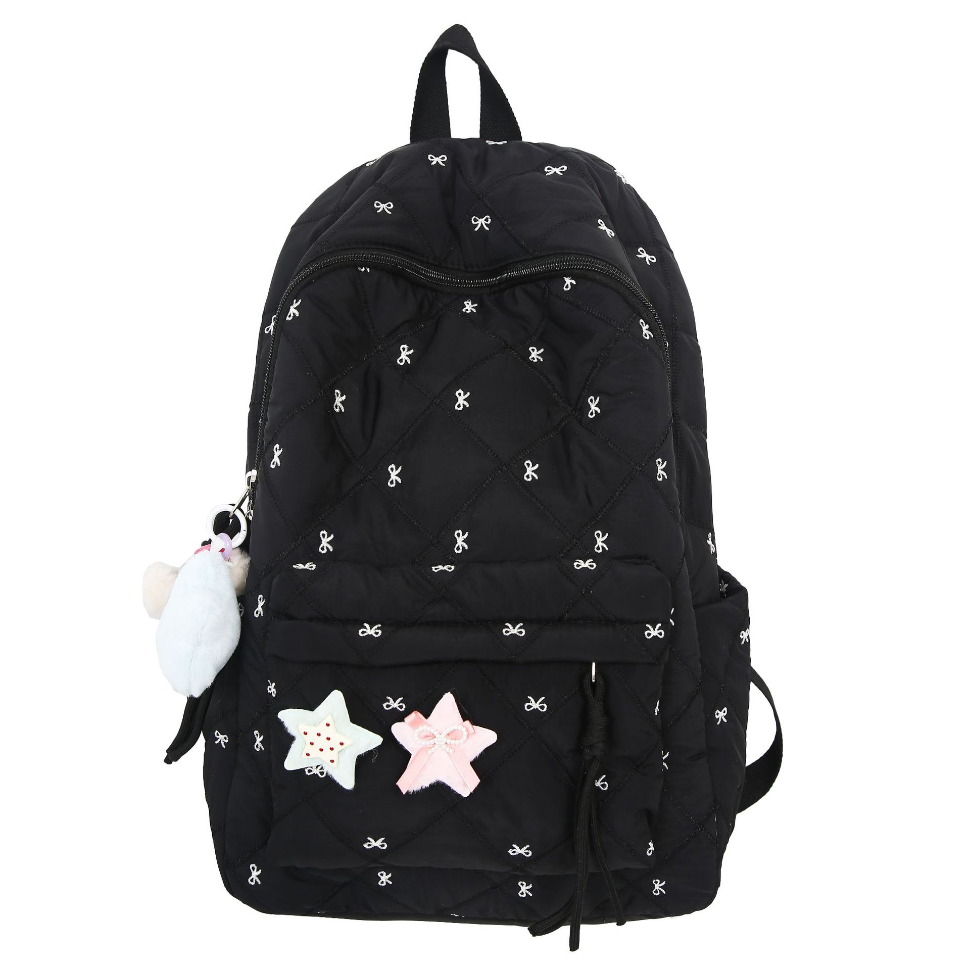 Schoolbag, Instagram, Japanese and Korean niche junior high school student, high appearance level, autumn and winter cotton-padded jacket, backpack, bow, cute embroidered backpack Item Picture
