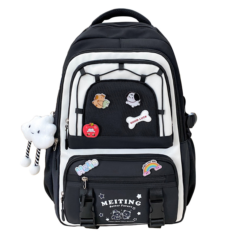 The new cute and fresh high school student backpack features a high level of appearance and color contrast. It is a multi-layered backpack for grades 3 to 5 of primary school students Item Picture
