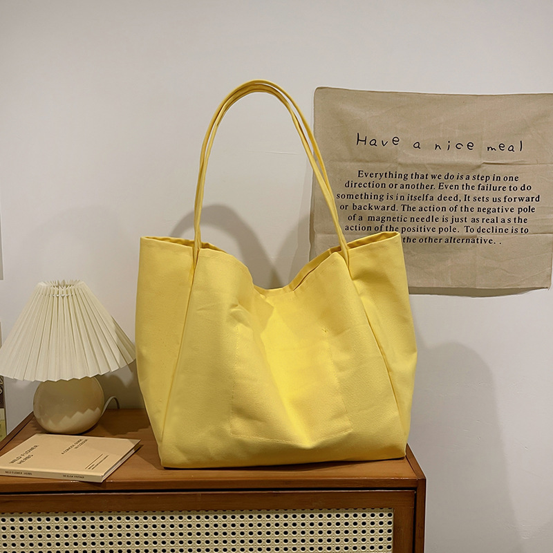 Spring and summer new letter-printed canvas bag for women with a niche design, large-capacity single-shoulder bag, and a laid-back atmosphere tote bag Specification drawing