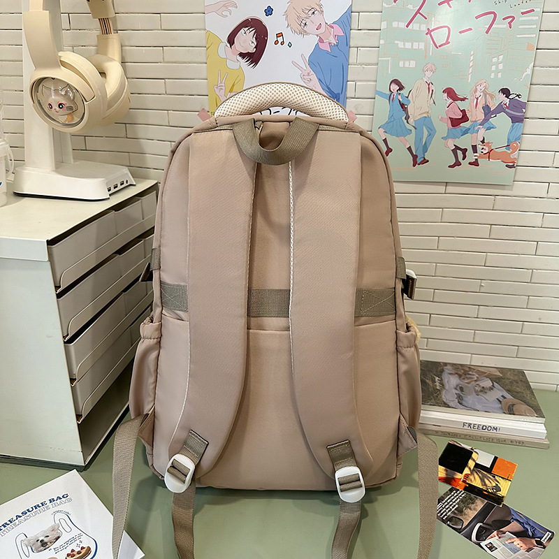 A cute Korean version of a schoolbag in an Instagram style for primary school students from grades three to six, and a color-matched backpack for middle school students Specification drawing