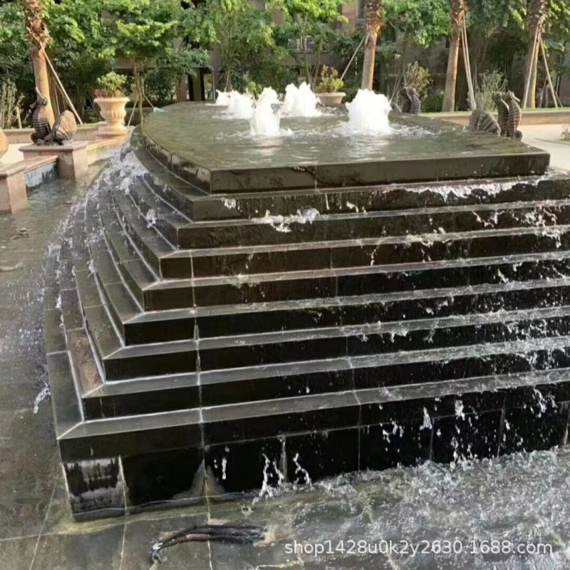 The water pool landscape stone, black gold sand, hotel square water feature landscaping stone, Burmese black crystal, natural marble full figure