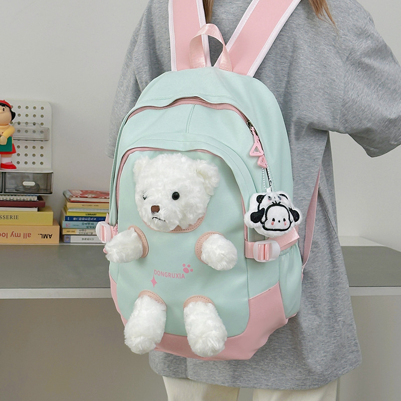 A new high-appearance-level Japanese ins fresh, sweet and cute bear girl backpack with a large capacity for primary and secondary school students details Picture