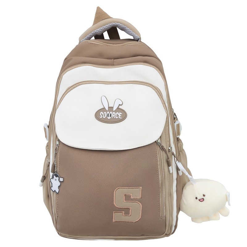 Japanese-style ins junior high school student high appearance level schoolbag, fresh and sweet, color-blocking versatile backpack, forest-style girl's backpack Item Picture
