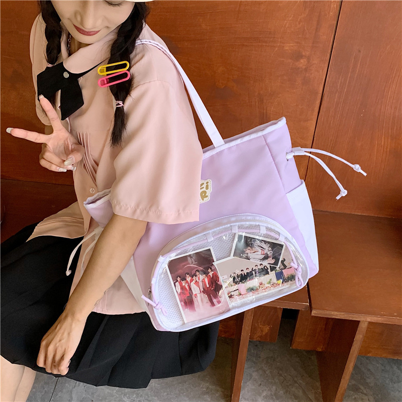 The new Japanese-style, fresh and cute transparent "baji" bag is a casual, simple and lightweight commuting crossbody bag for junior and senior high school students details Picture