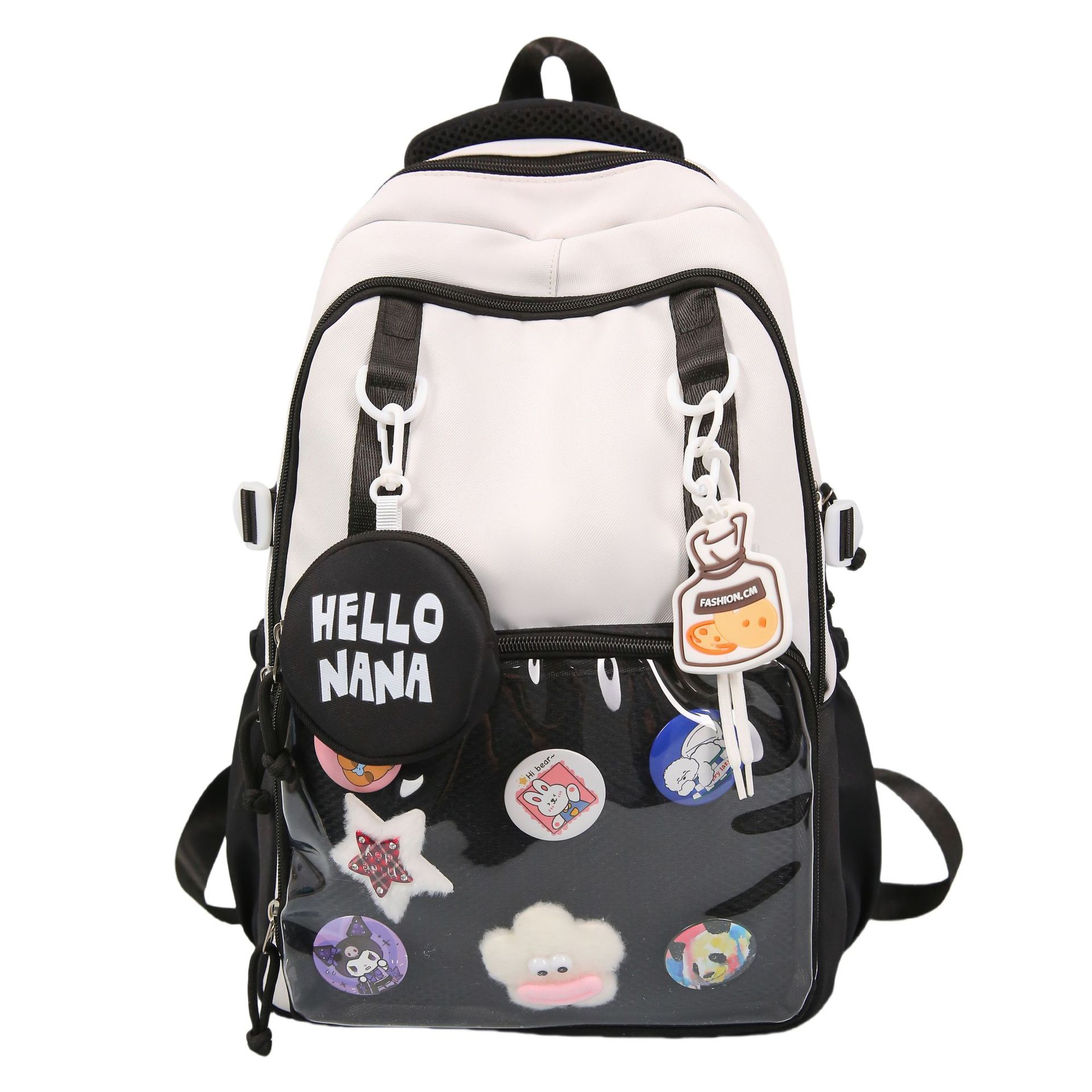 Japanese-style casual student schoolbag, transparent, large-capacity backpack, light, versatile, cute and simple backpack Item Picture