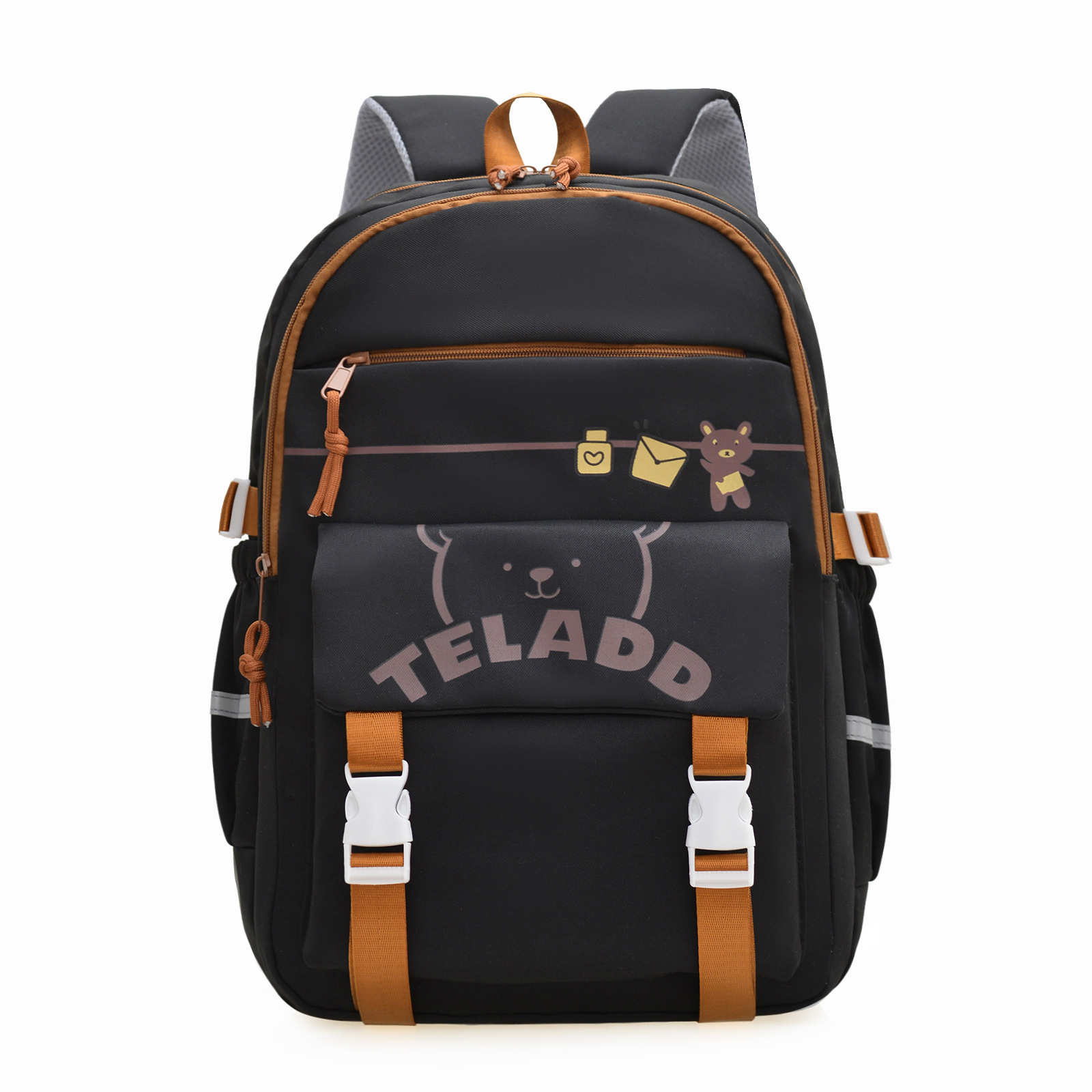 A lightweight and large-capacity backpack for women, a new Japanese style backpack with a high level of appearance and a college style, featuring multiple layers and cute cartoon bear designs Item Picture