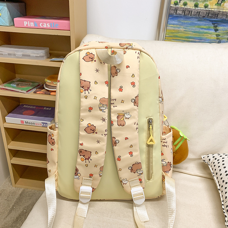 High appearance level schoolbag, cute cartoon backpack for female primary school students, large-capacity lightweight backpack for junior high school students in Korean style on Instagram Specification drawing
