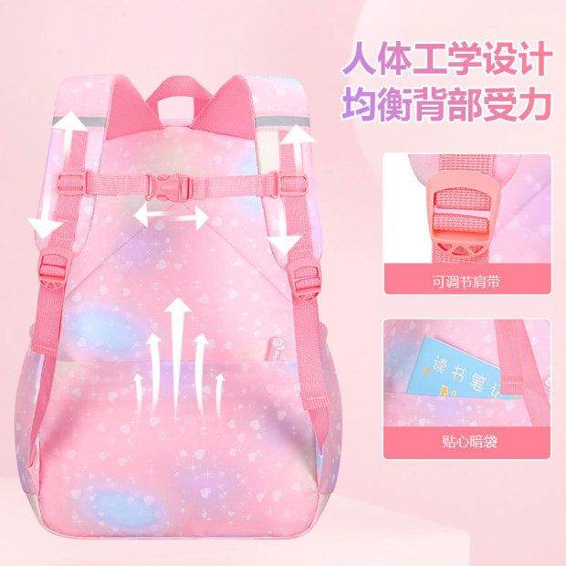 Primary school schoolbag, girl's back support, lightweight large-capacity backpack, refrigerator side-opening, cute children's bag, super lightweight Application Scenario