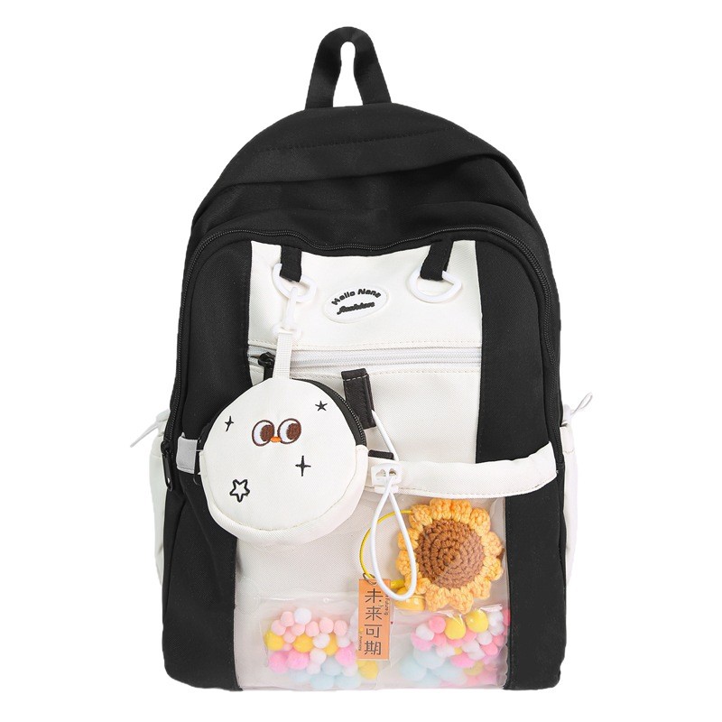 A new high-appearance-level, fresh and cute, transparent, pain-making bag for junior and senior high school students, a lightweight commuting backpack Item Picture