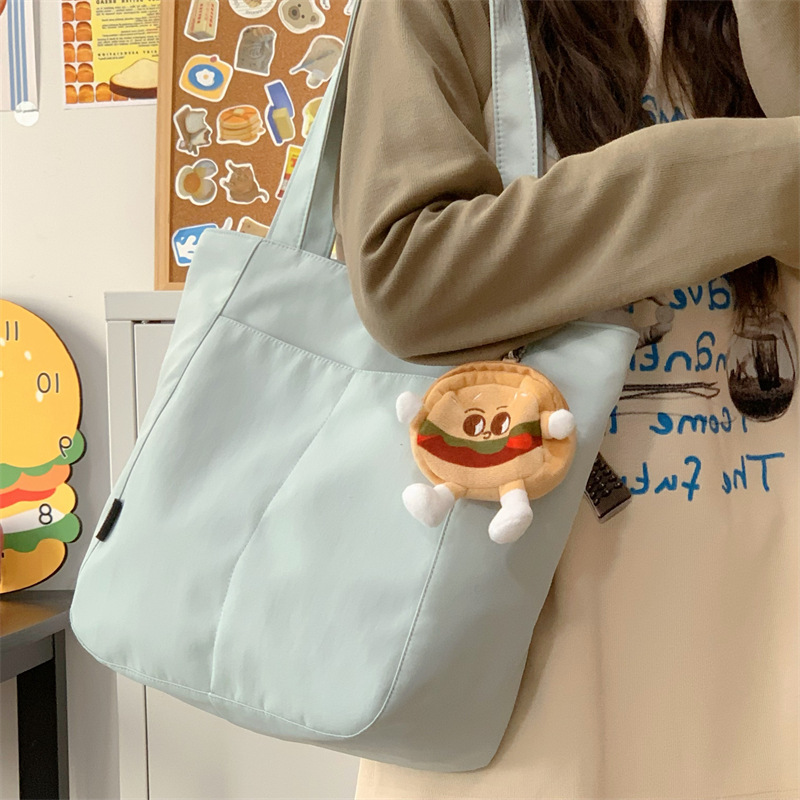 Japanese InS-style simple and casual commuter bag for women, 2024 new large-capacity tote bag, solid color single-shoulder bag for students full figure