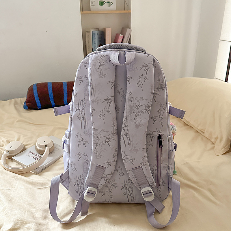 A new high-appearance-level Chinese-style, fresh and sweet bamboo backpack for junior and senior high school students, which is light, simple and has a large capacity Specification drawing