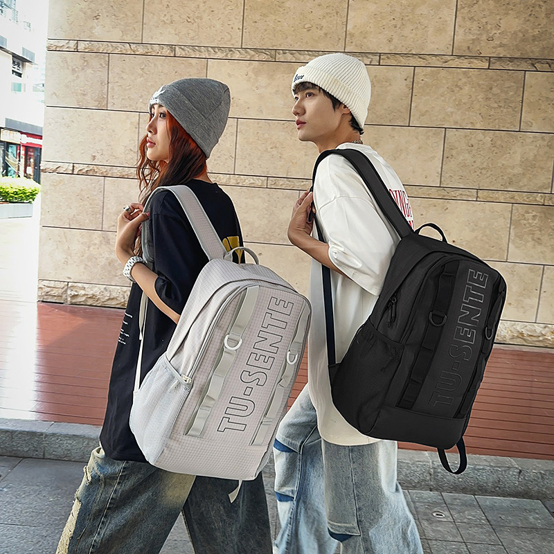 A new high-appearance-level, niche, and trendy cross-border letter backpack for couples, featuring a simple, lightweight, and large-capacity backpack details Picture