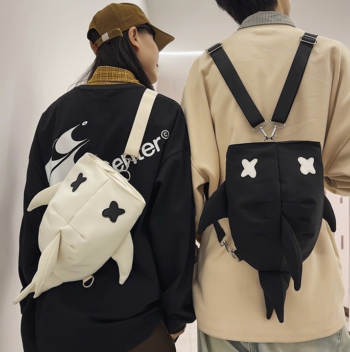 The new Japanese shark backpack is a versatile large-capacity backpack for couples and a trendy single-shoulder bag for men's casual travel full figure