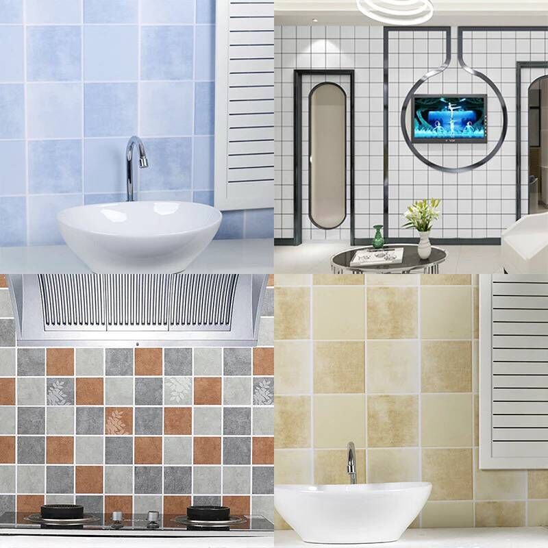 Self-adhesive imitation tile block pattern wallpaper sticker, waterproof thickened pearlescent wallpaper for living room, kitchen and bathroom with self-adhesive Specification drawing