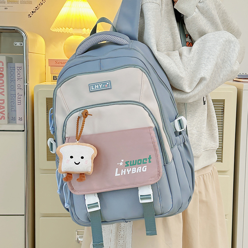 2025 New InS-style Japanese-style backpacks for students in grades three to six with contrasting colors, high-appearance-level middle school backpacks details Picture