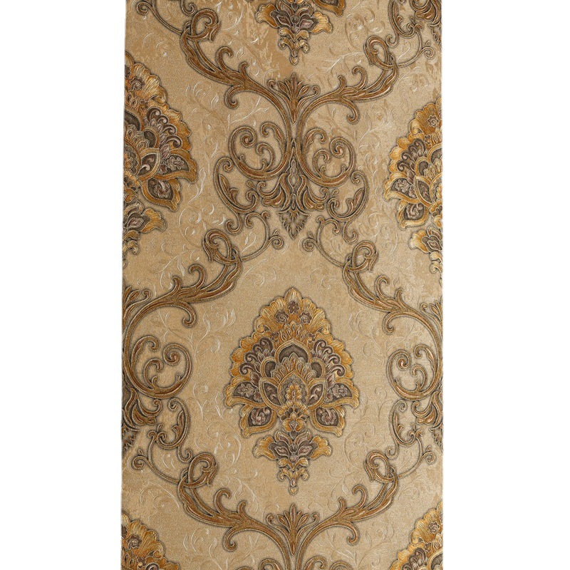 Pure black 3D European-style large floral wallpaper for restaurant, hotel, KTV and bar background walls, luxurious deep blue embossed wallpaper Application Scenario
