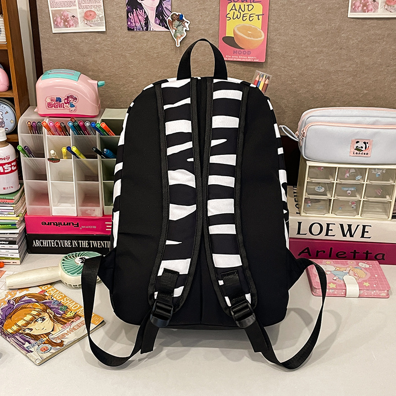High appearance level, niche design, hot girl schoolbag, versatile, star and zebra pattern cute girl backpack, college student backpack Specification drawing
