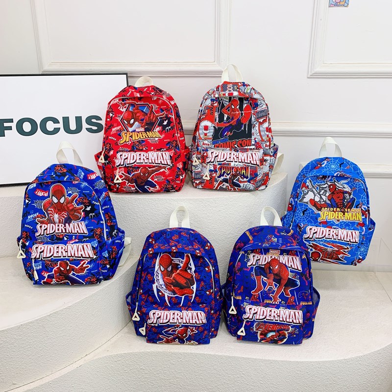 Cross-border Spider-Man primary school backpack, European and American cartoon and animation schoolbag, polyester 3D printed load-reducing children's backpack full figure
