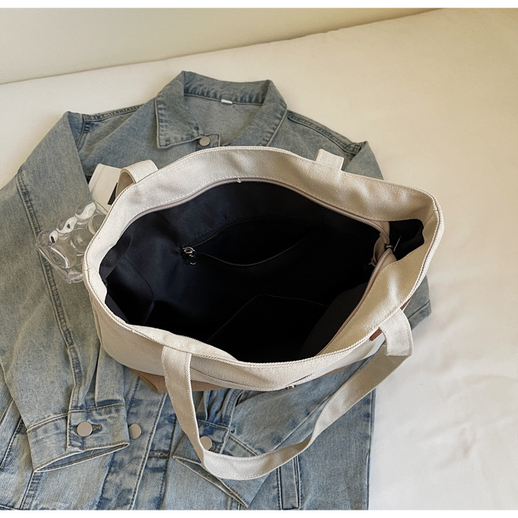 Spring new single-shoulder bag for women, large-capacity simple tote bag for work and commuting, color-blocking versatile handbag Specification drawing