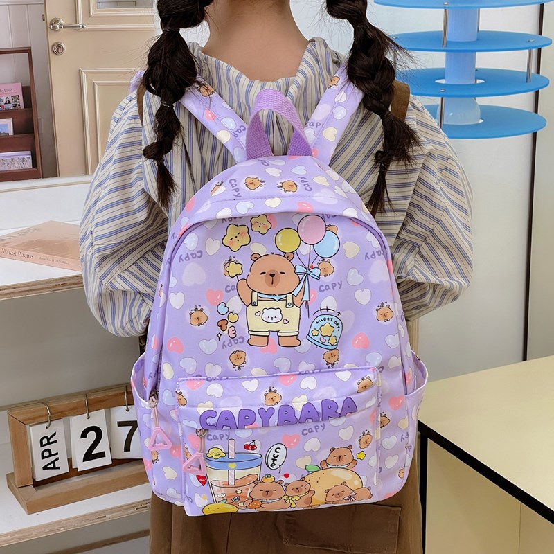 A new Japanese-style ins high-appearance-level, fresh, sweet and cute candy-colored Capibara backpack for grades 1-3 details Picture