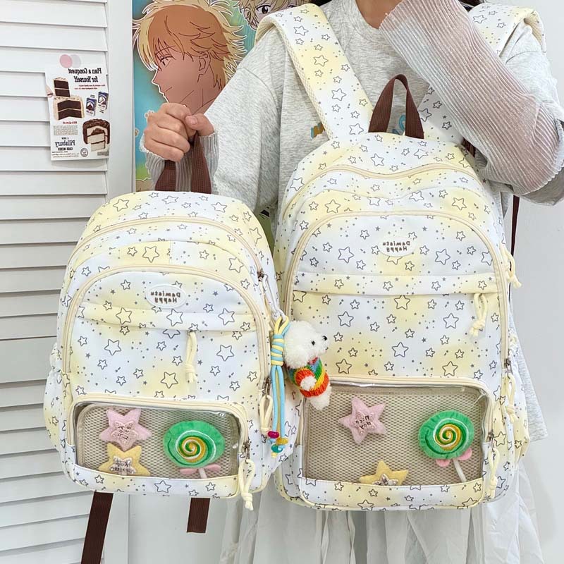 A new high-appearance-level Japanese-style Instagram women's backpack with a fresh and sweet star mini transparent bag full figure