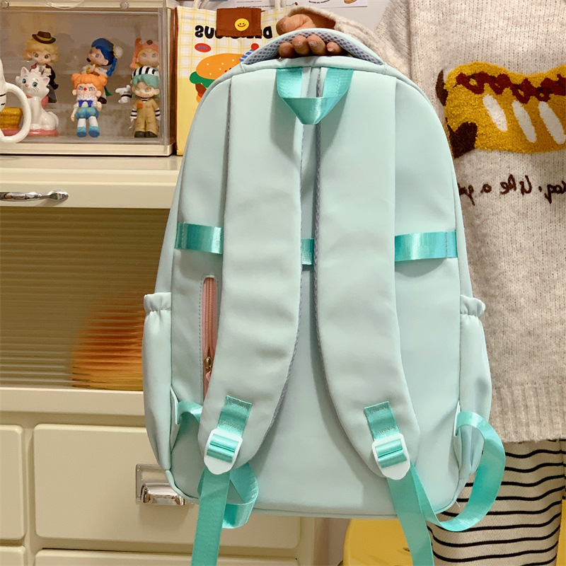 Dopamine schoolbag for junior high school girls, large-capacity multi-compartment bag for girls going to school, sweet and refreshing backpack for young girls Specification drawing