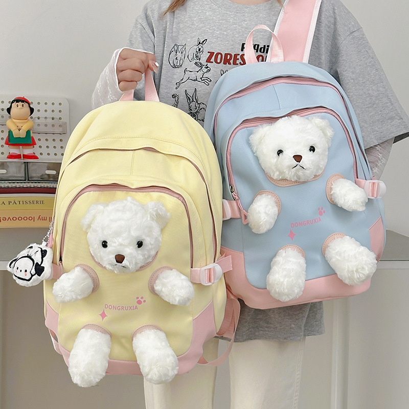 A new high-appearance-level Japanese ins fresh, sweet and cute bear girl backpack with a large capacity for primary and secondary school students full figure
