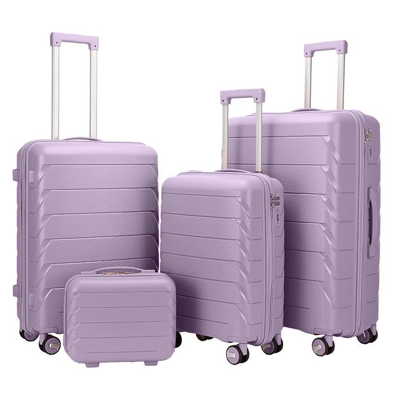 Best-selling pp four-piece set trolley case, silent swivel wheel zipper suitcase, student travel case, 20-inch combination case full figure