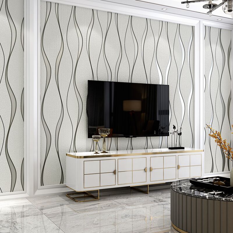 Water ripple grey deerskin velvet wallpaper is a modern and simple living room, bedroom and TV background wall wallpaper Specification drawing